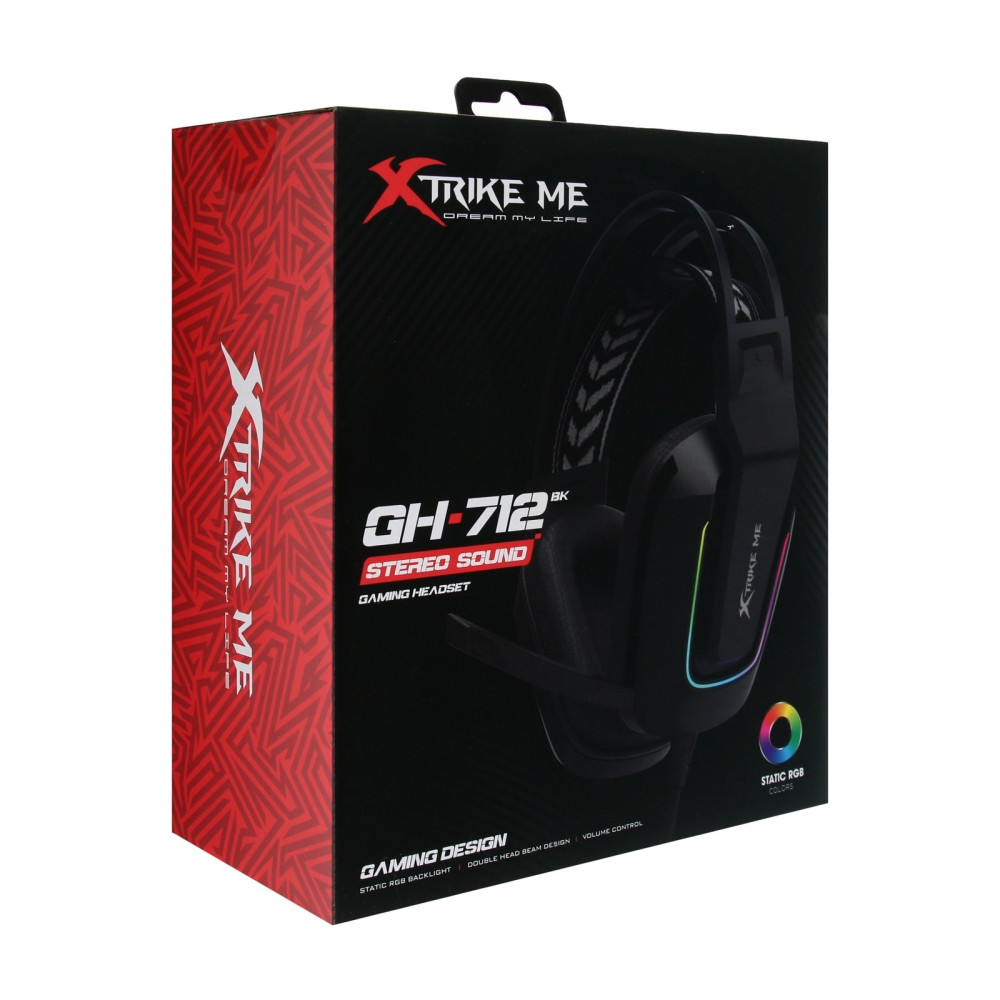 HEADTSET XTRIKE ME GH-712 BK RGB 50MM