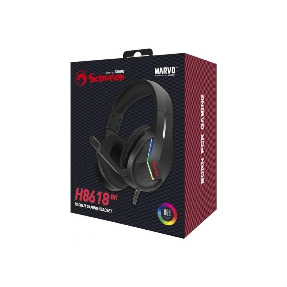 HEADSET MARVO H8618 BK RGB BACKLIT USB  50MM