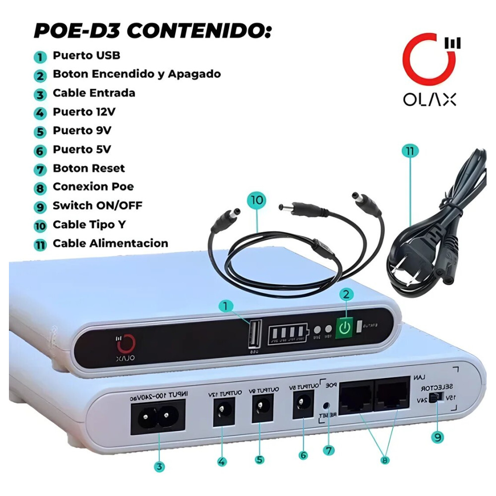 UPS MINI OLAX 10.000mAh PARA ROUTER, SWITCH