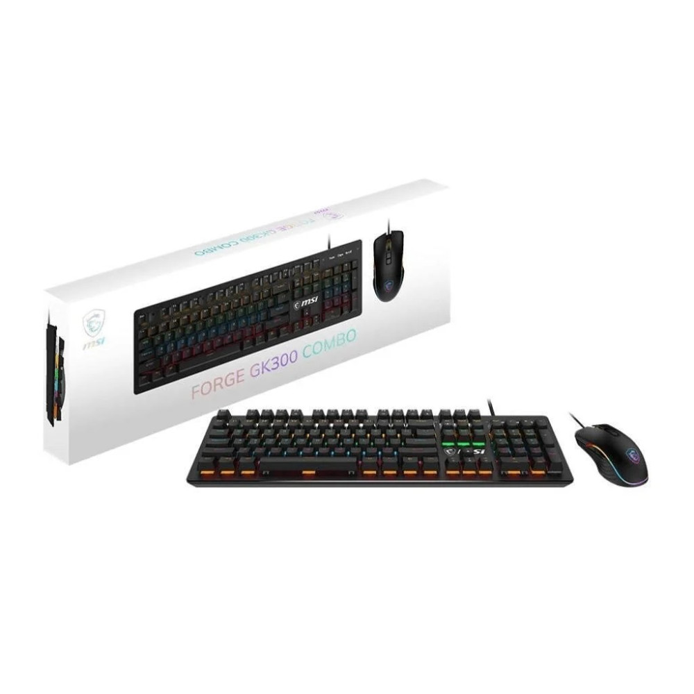 DESKTOP KIT MSI FORGE GK300 RGB USB T+M NEGRO MECANICO 6400DPI