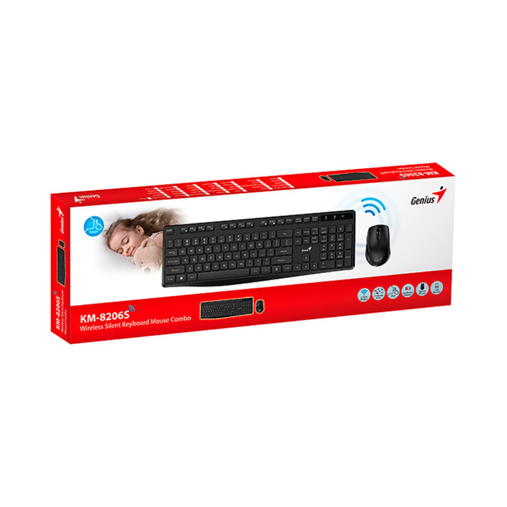 COMBO TECLADO Y MOUSE GENIUS KM-8206S WIRELESS SILENCIOSO