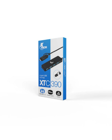 HUB XTECH XTC390 USB TIPO-C A 4USB 3,0