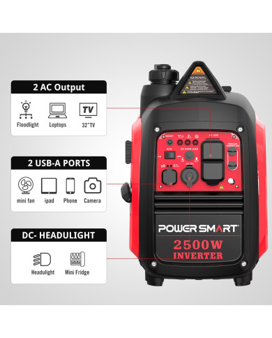 GENERADOR PORTABLE POWERSMART HB5020C 2500W GAS INVERTER