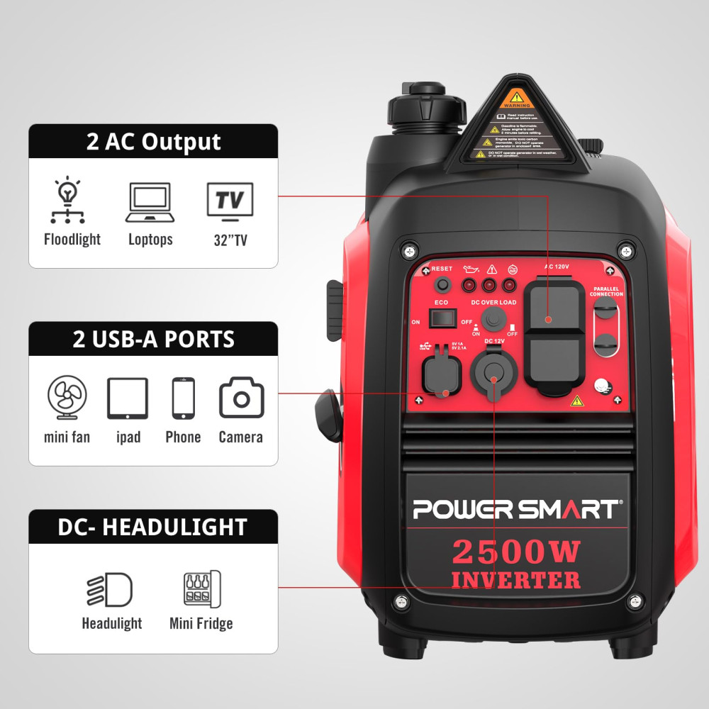 GENERADOR PORTABLE POWERSMART HB5020C 2500W GAS INVERTER