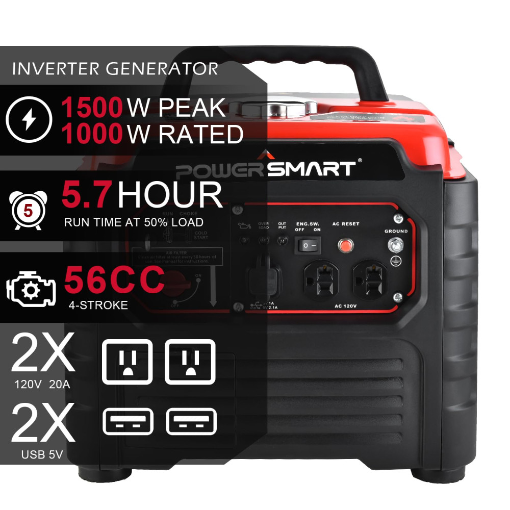 GENERADOR PORTABLE POWERSMART PS55 1500W INVERTER