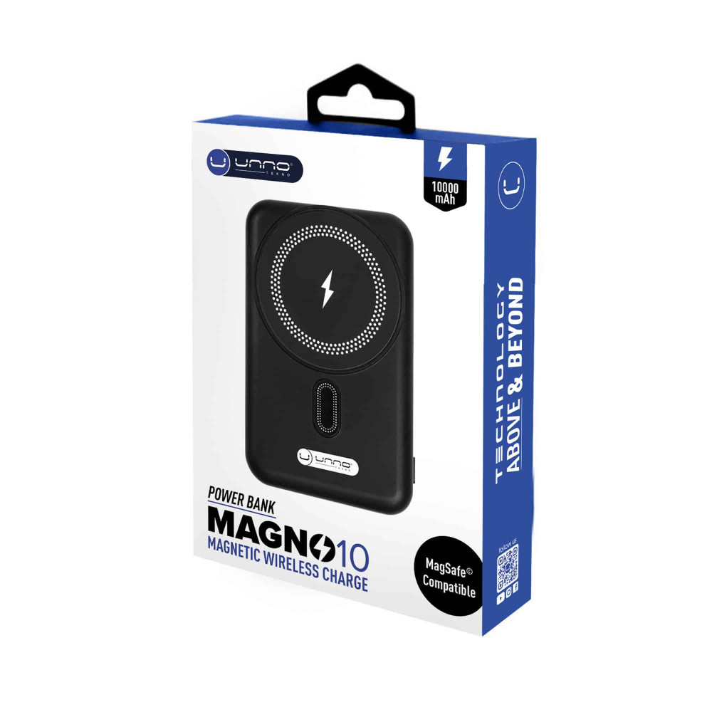 POWER BANK MAGNETICO 10000mAh WIRELESS UNNO TEKNO MAGNO10 / PB2311BK