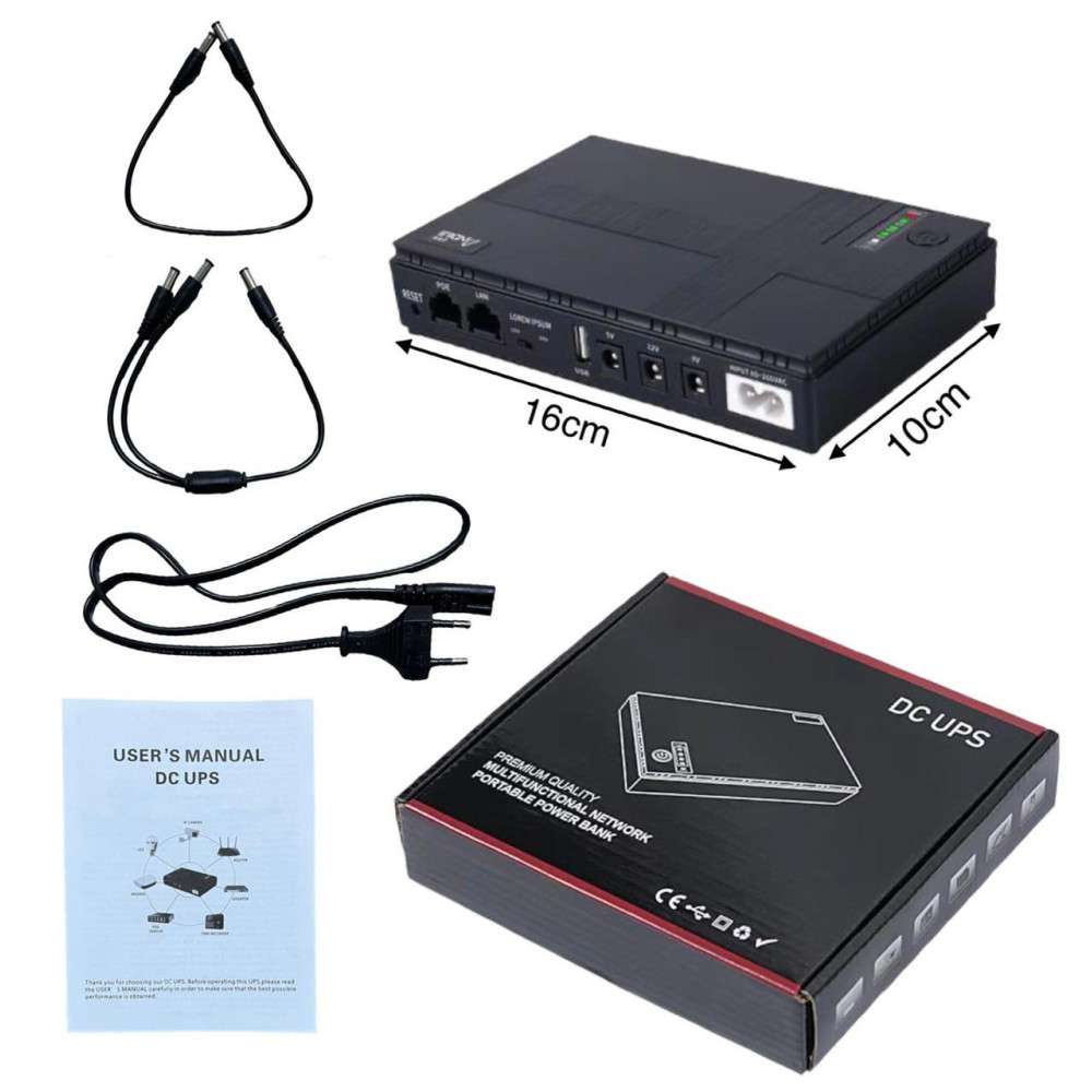 UPS MINI DC1018P 10400mAh 18W 5V/9V/12V/USB/POE