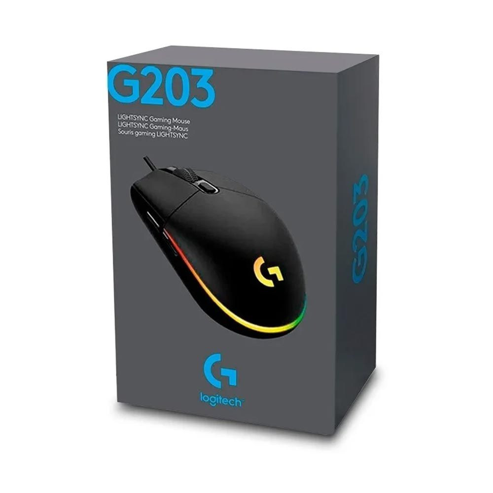 MOUSE LOGITECH G203 USB NEGRO LIGHTSYNC 910-005790