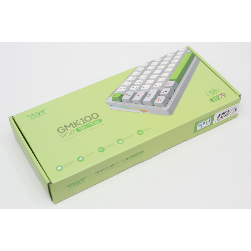 TECLADO MECANICO ARMAGGEDDON GMK-100 VERDE/SPRING TRI-MODE RED SWITCH