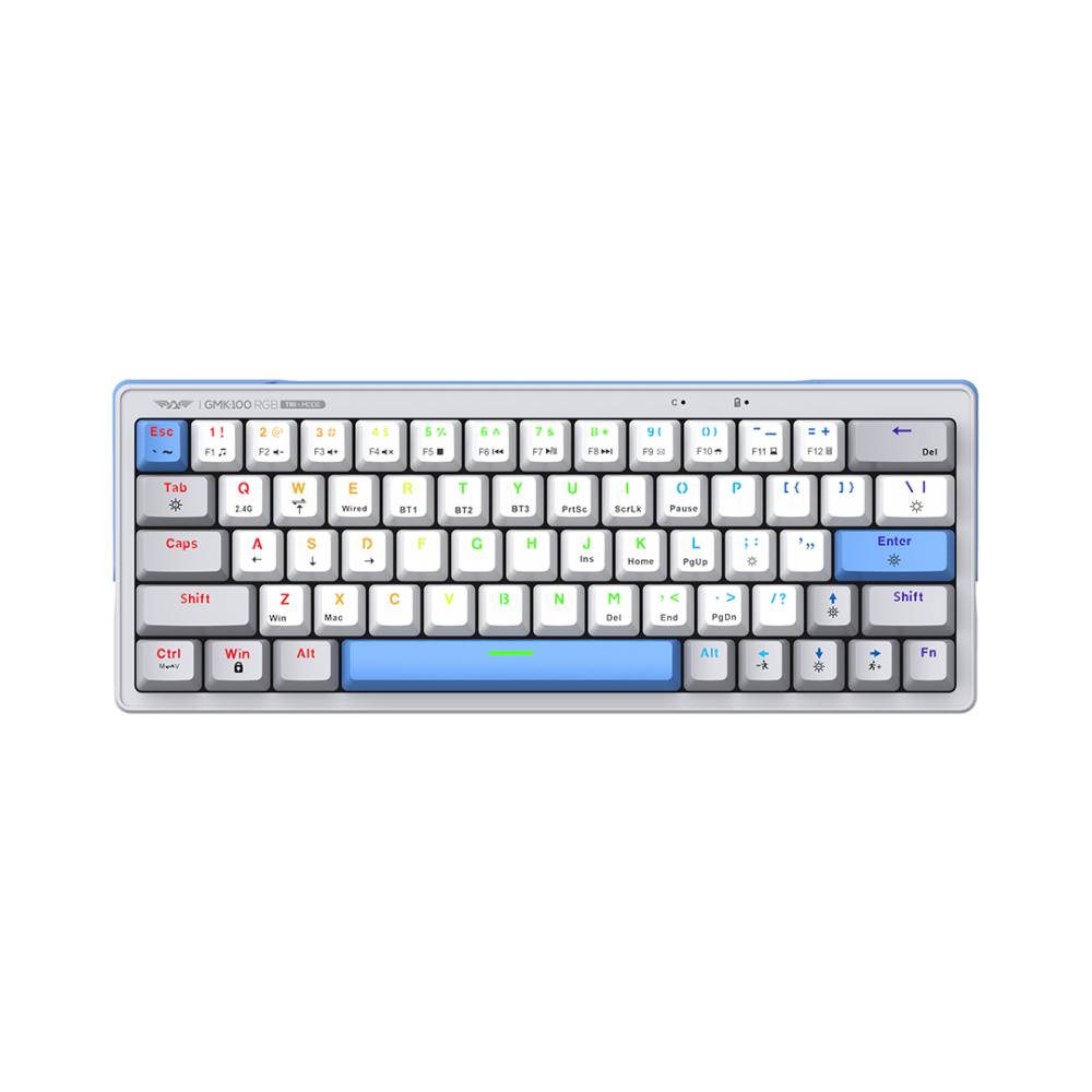TECLADO MECANICO ARMAGGEDDON GMK-100 AZUL TRI-MODE RED SWITCH