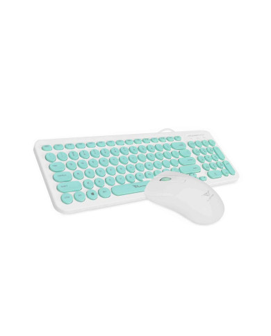 COMBO TECLADO Y MOUSE USB ALCATROZ U2000 MENTA JELLYBEAN SILENT EN