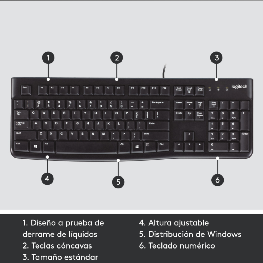 TECLADO LOGITECH K120 USB NEGRO ES