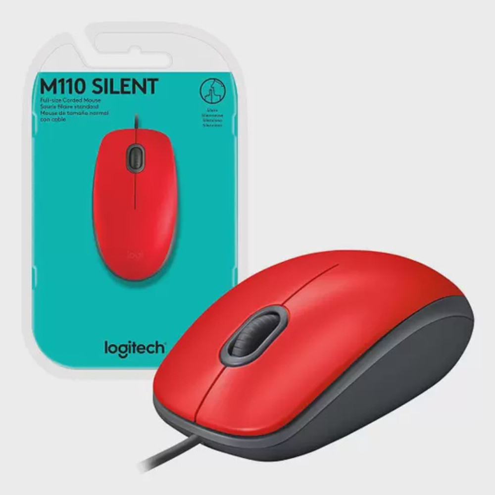 MOUSE LOGITECH M110 USB ROJO SILENT