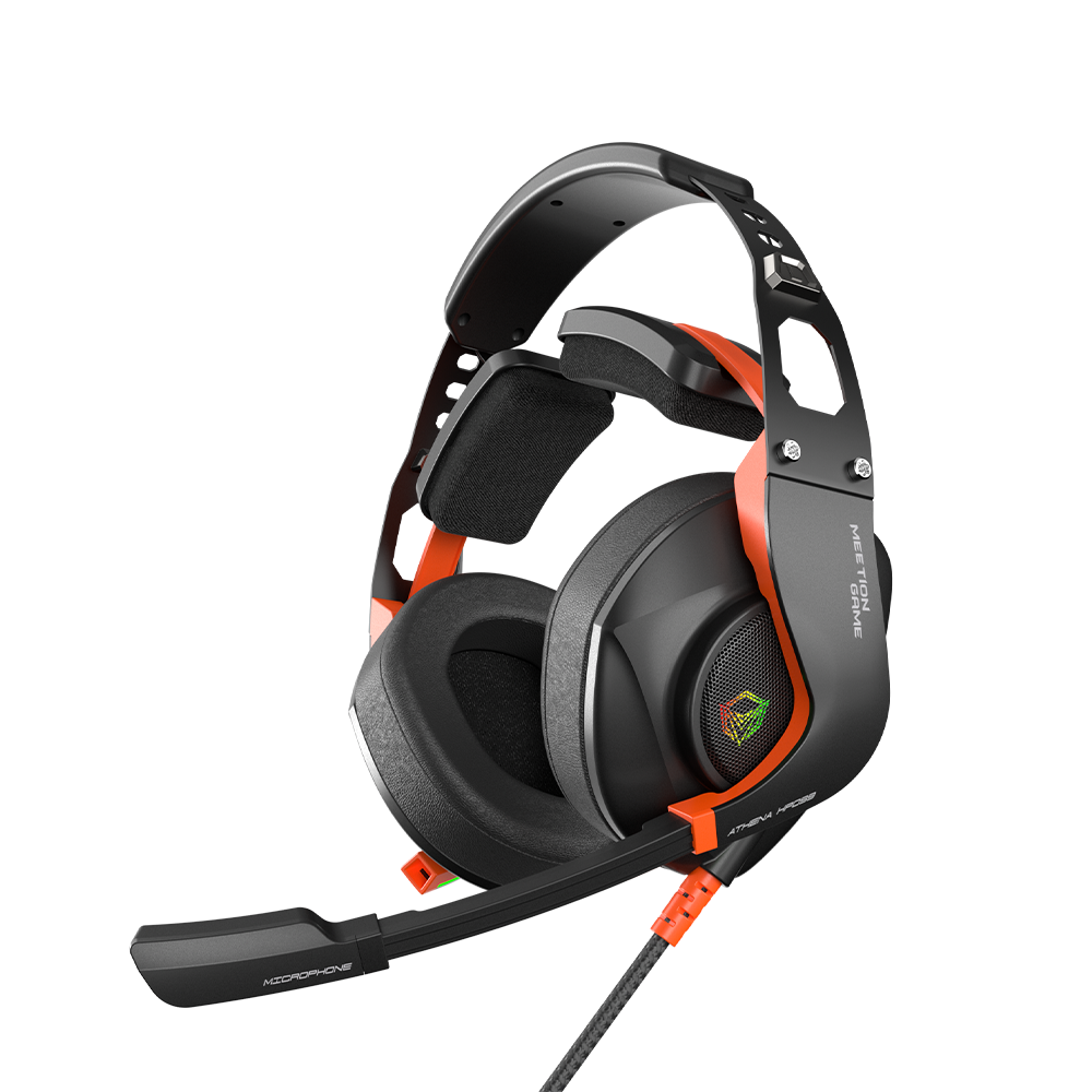 HEADSET GAMER MEETION MT-HP099 NARANJA-NEGRO GAMING 50MM USB
