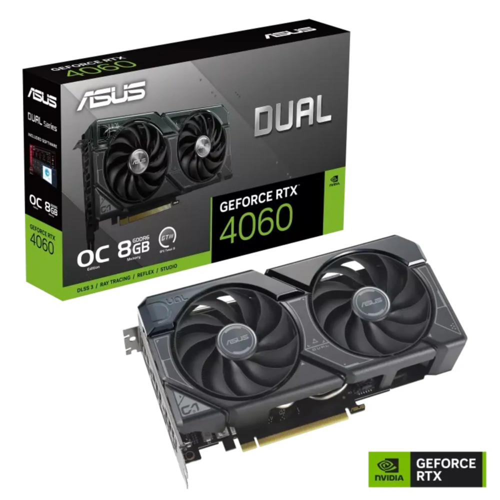 TARJETA DE VIDEO ASUS 8GB RTX4060 OC DUAL V2 GDDR6 128BITS