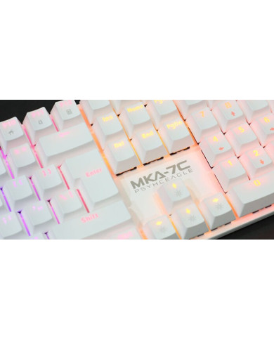 TECLADO GAMER ARMAGGEDDON MKA-7C NEX 100% MECANICO PSYCHEAGLE USB BLANCO RED-SWITCH