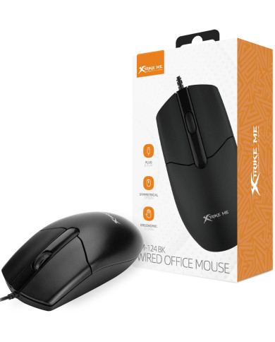 MOUSE XTRIKE-ME GM-124 BK USB NEGRO ERGO SIMÉTRICO