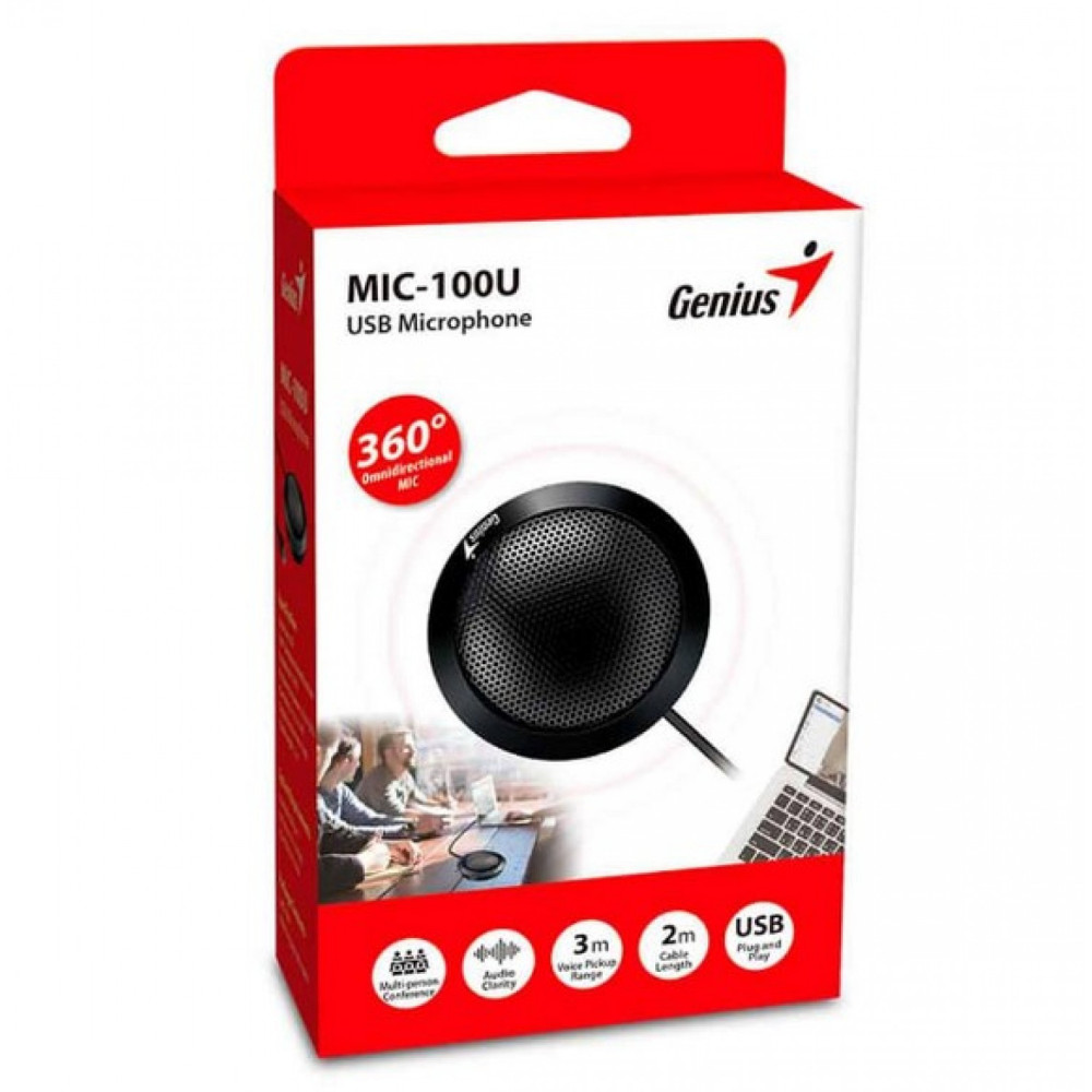 MICROFONO GENIUS MIC-100U USB NEGRO OMNI3DIRECCIONAL