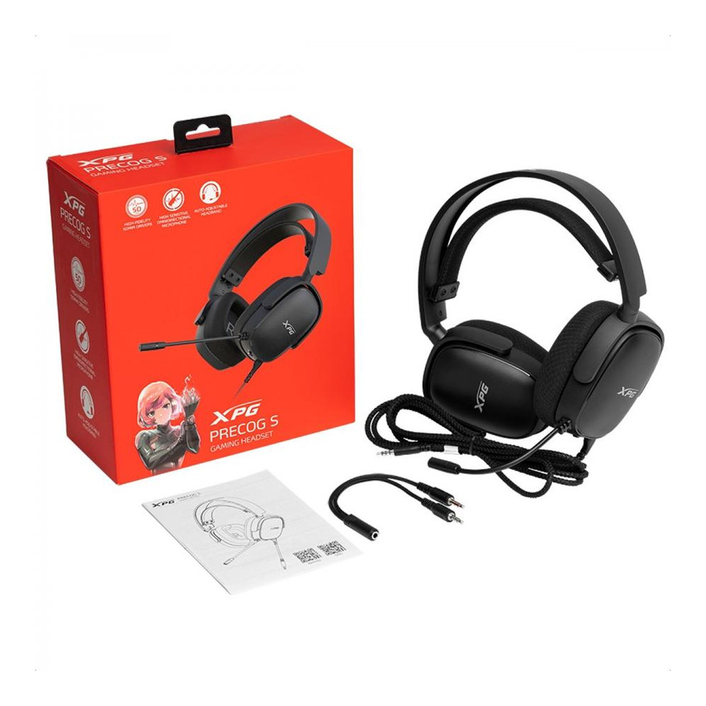 HEADSET GAMER XPG PRECOG S NEGRO 50MM 3.5MM GAMING