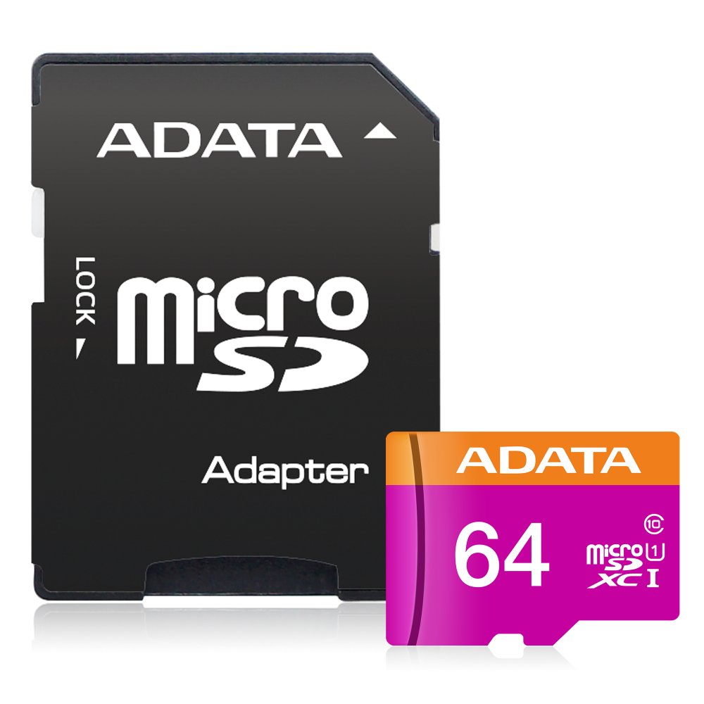 MICROSD ADATA 64GB GB UHS-I CLASE 10 MORADO/NARANJA FHD
