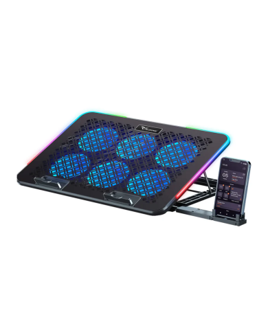 BASE DE ENFRIAMIENTO ALCATROZ VENDAVALS6 RGB / 6 VENTILADORES CON SOPORTE PARA CELULAR COOLING PAD