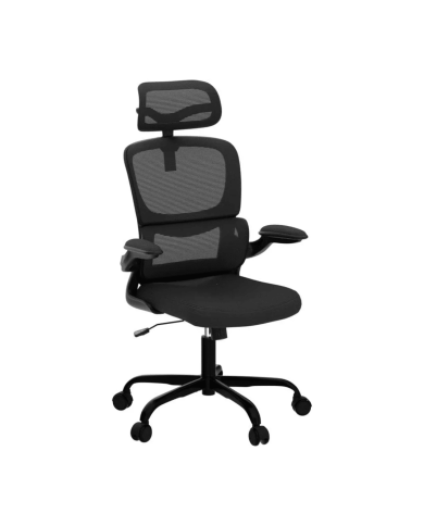 SILLA DE OFICINA CON APOYA CABEZA NEGRA