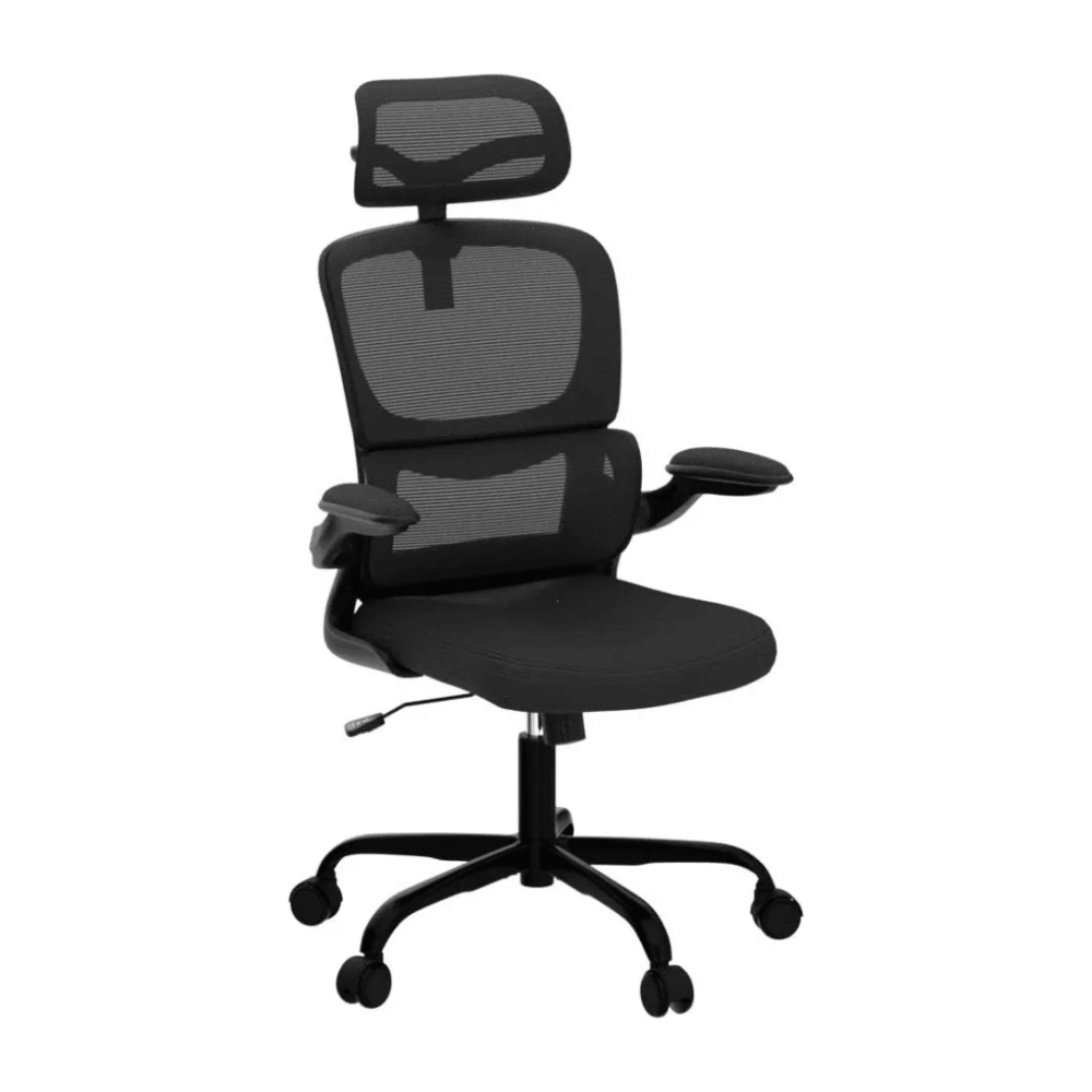 SILLA DE OFICINA CON APOYA CABEZA NEGRA