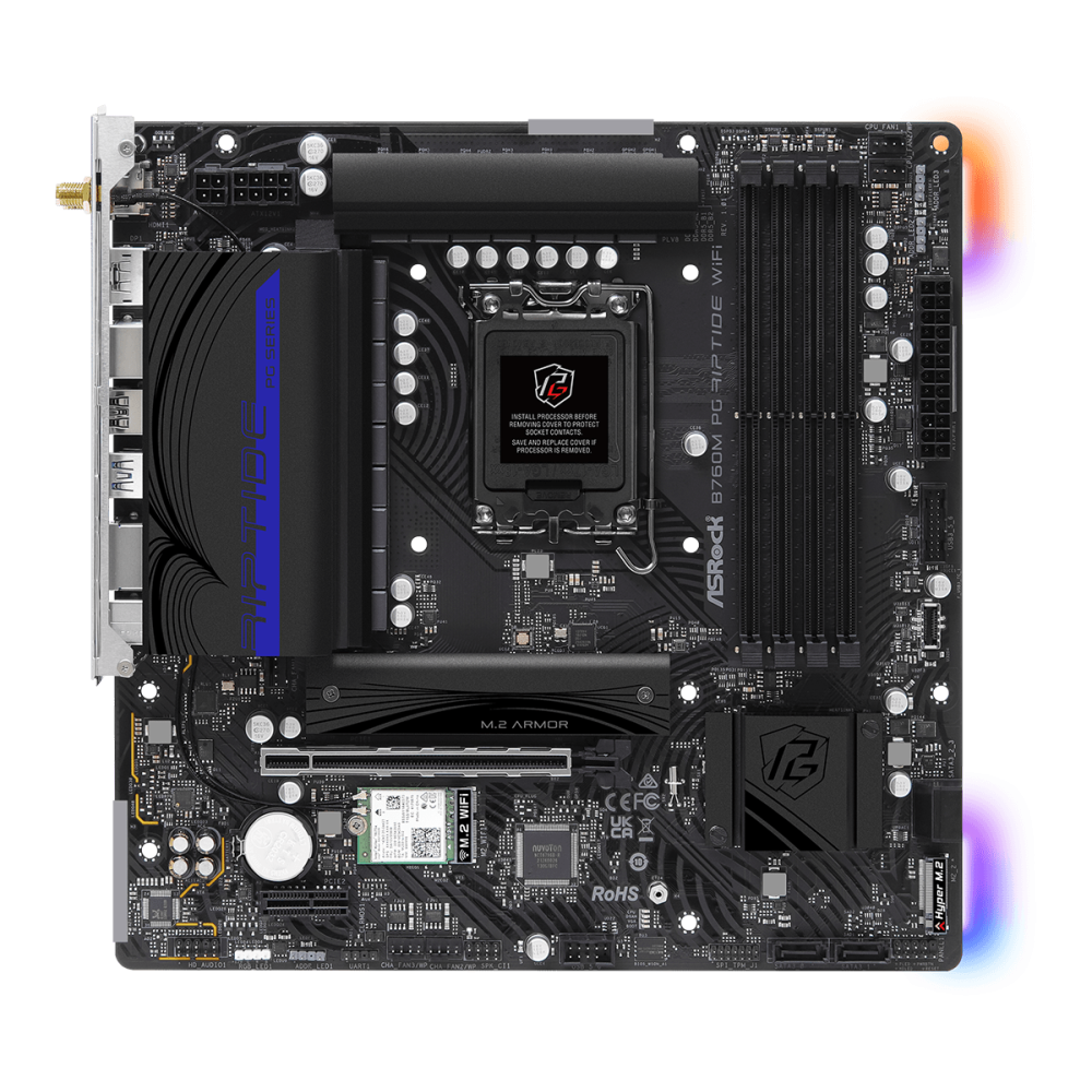 MAINBOARD GAMER B760M ASROCK PG RIPTIDE / LGA 1700 / WIFI 6E / BT 5.3 / DDR5 / PCLE 4 / MICRO ATX