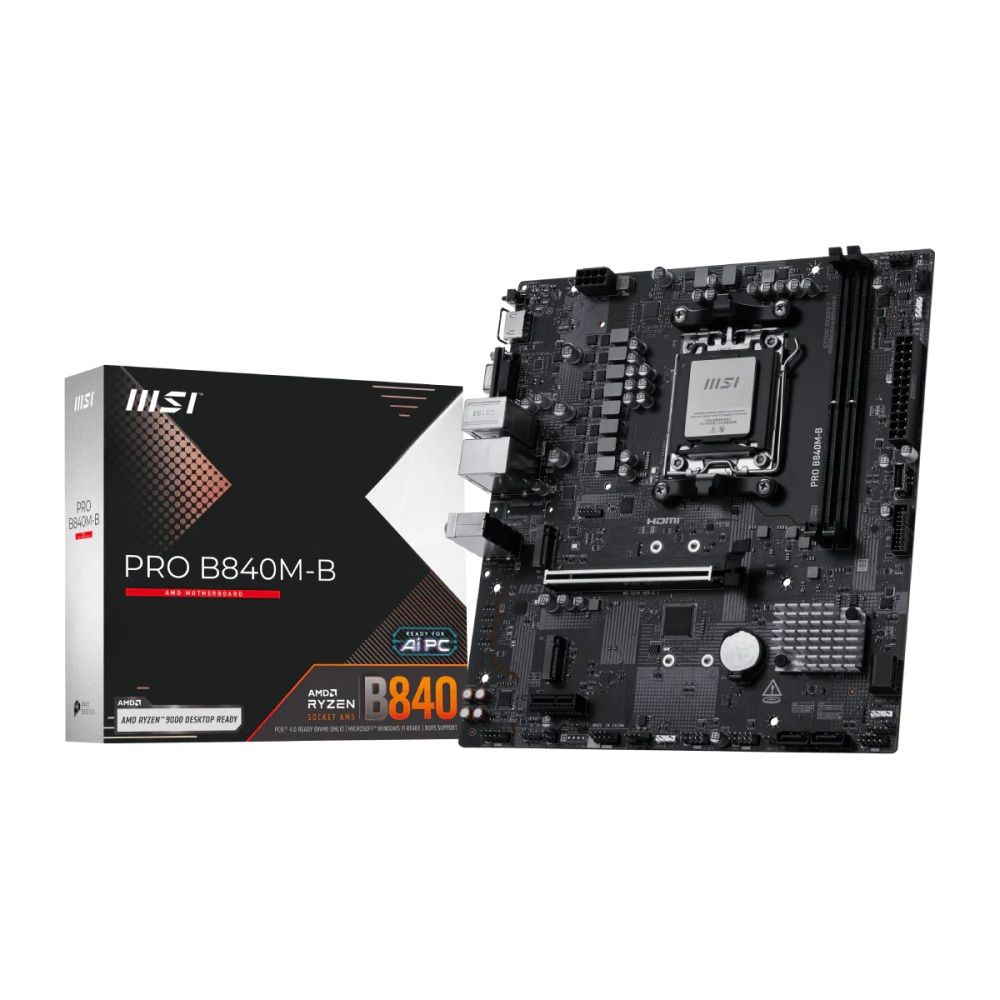 MAINBOARD MSI PRO B840M-B AM5 DDR5 PCLE 4.0 MATX/ 911-7E76-002