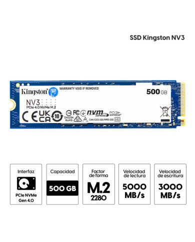 DISCO SOLIDO SSD 500GB KINGSTON NV3 M.2 PCLE 4.0
