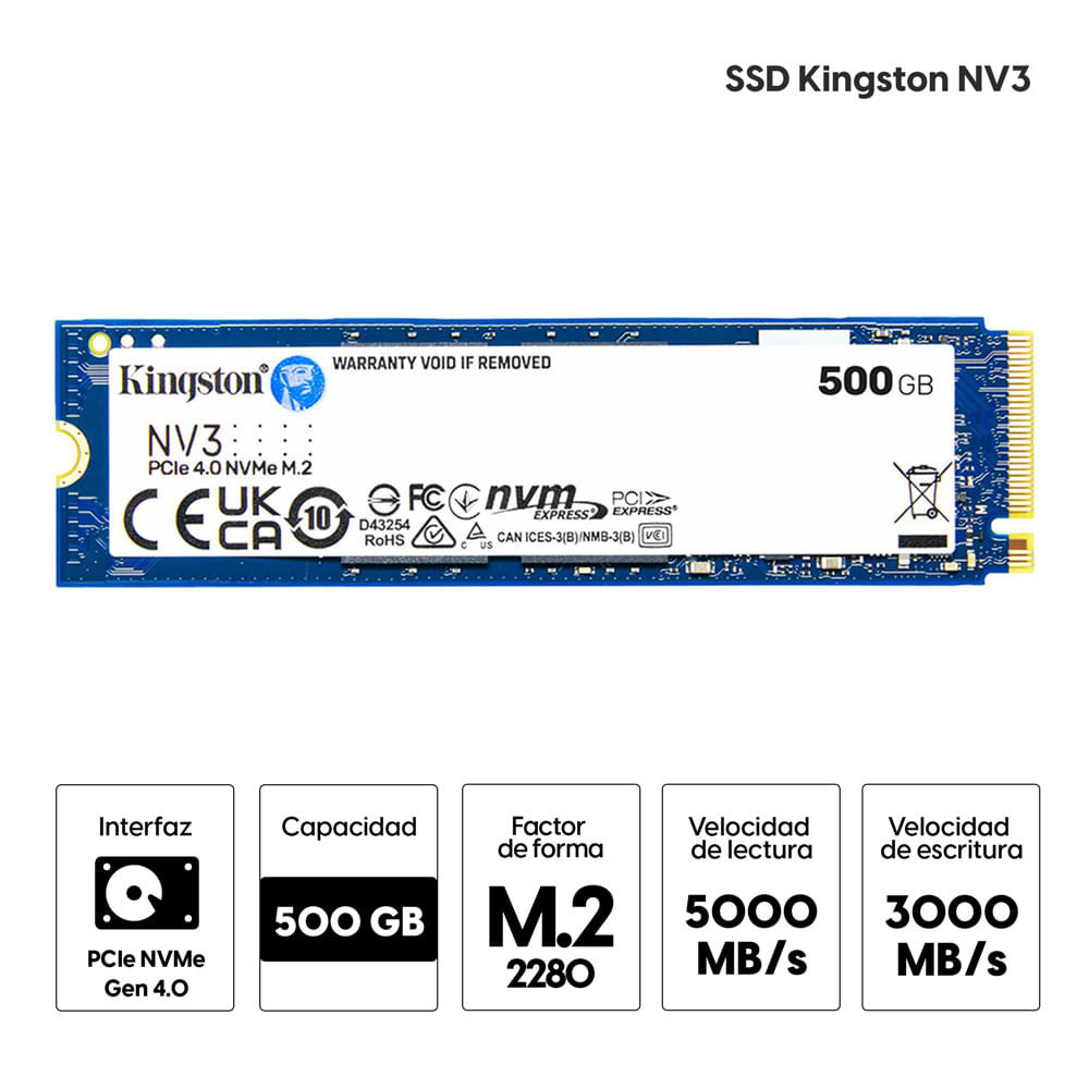 DISCO SOLIDO SSD 500GB KINGSTON NV3 M.2 PCLE 4.0