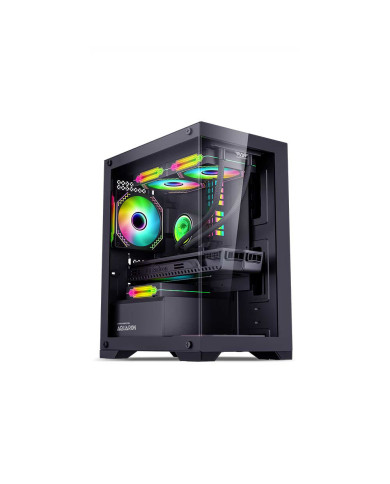 CASE GAMER PECERA ARMAGGEDDON AQUARON NEMO X VOLTRON + FUENTE DE PODER  250W 80 PLUS BRONZE 3FAN NEGRO