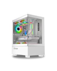 CASE GAMER PECERA ARMAGGEDDON AQUARON NEMO X VOLTRON + FUENTE DE PODER  250W 80 PLUS BRONZE 3FAN NEGRO