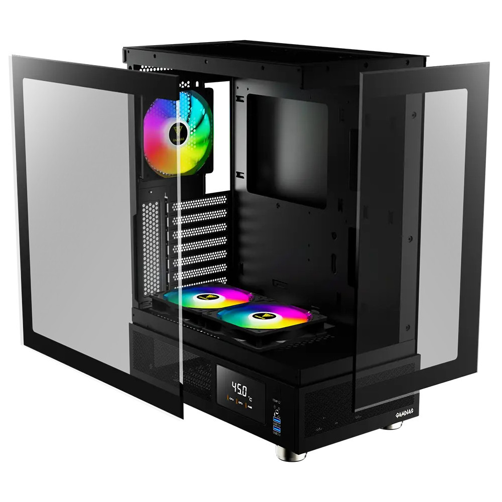 CASE GAMER GAMDIAS ATLAS E1 3FAN ARGB PANTALLA DE VIDRIO TEMPLADO