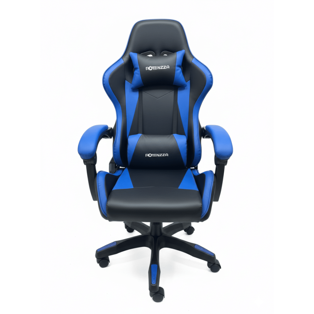 SILLA DE JUEGO POTENZZA AZUL CON APOYA PIES LUCES RGB