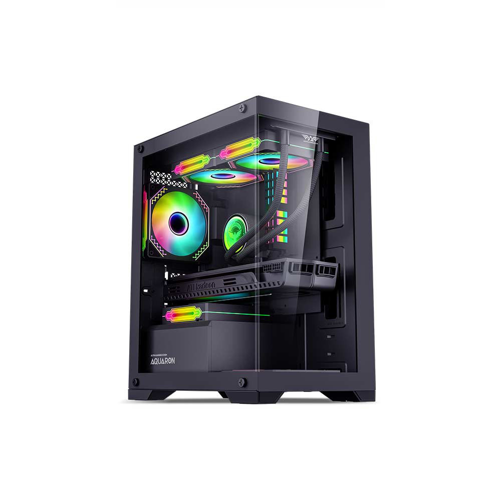 CASE GAMER PECERA ARMAGGEDDON AQUARON MATX NEGRO 3 FAN