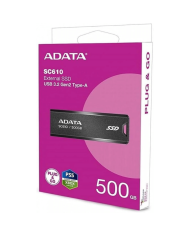 DISCO DURO ADATA 500GB SC610 NEGRO EXT USB 3.2 TIPO-C P&GO PS5/XBOX / SC610-500G-CBK/RD
