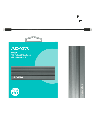 ENCLOSURE ADATA EC680 M.2 PCIe SSD USB3.2  GEN2 TYPE-C / EC680-CCGY