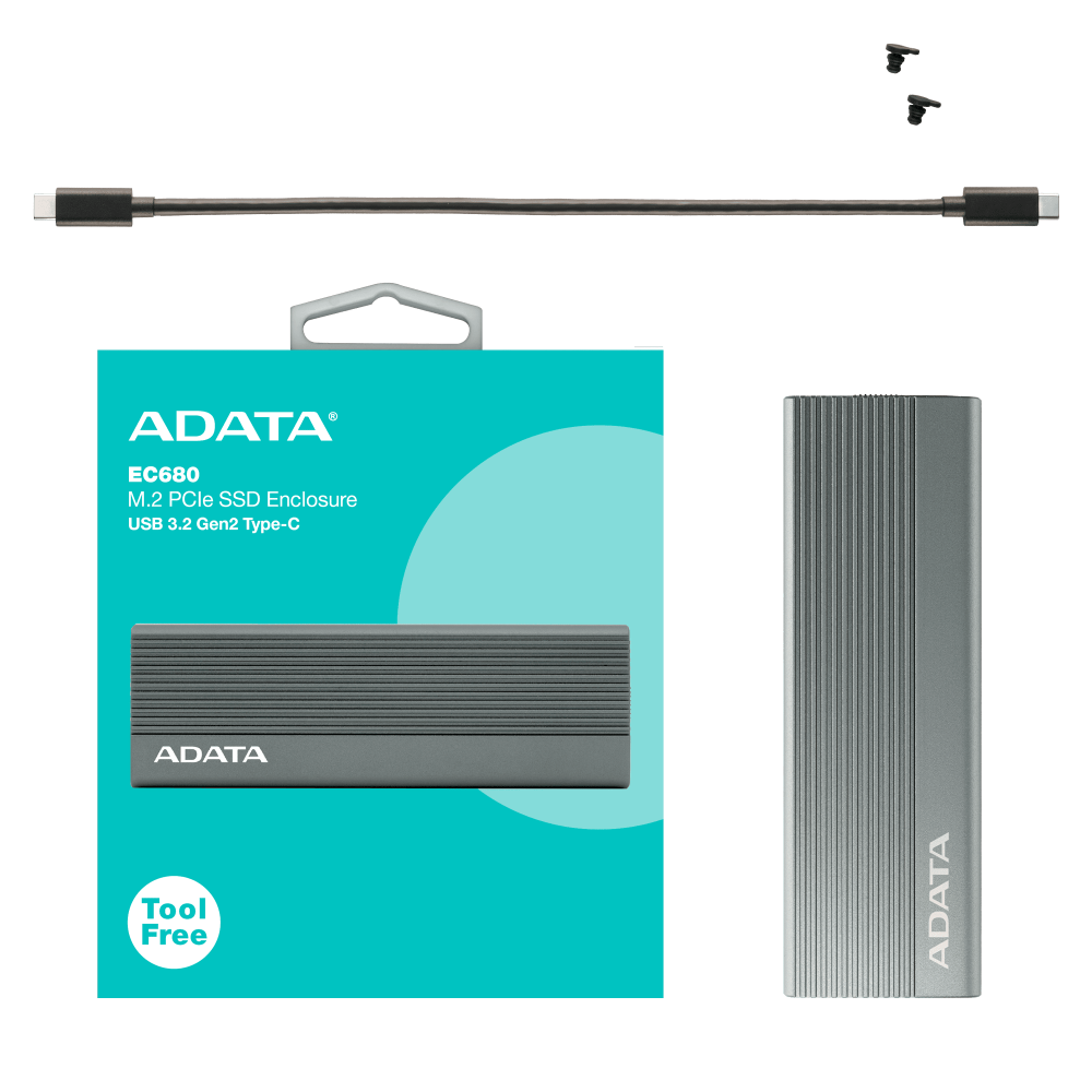 ENCLOSURE ADATA EC680 M.2 PCIe SSD USB3.2  GEN2 TYPE-C / EC680-CCGY