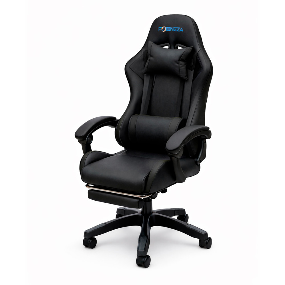 SILLA DE JUEGO POTENZZA CON APOYA PIES COLOR BLACK