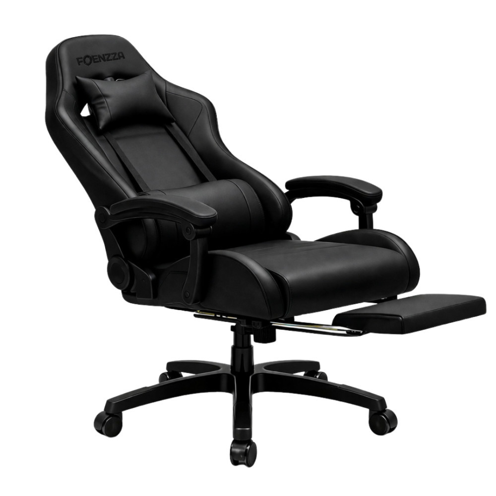 SILLA DE JUEGO POTENZZA CON APOYA PIES COLOR BLACK