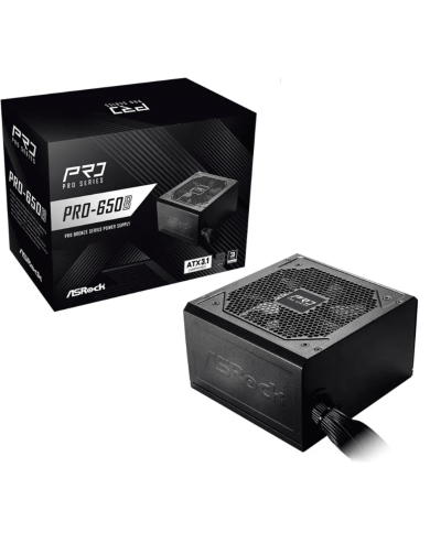 FUENTE DE PODER ASROCK 650W PRO-650B 80P BRONCE V2 ATX3,1 / 90-UXR065-BNUAC2