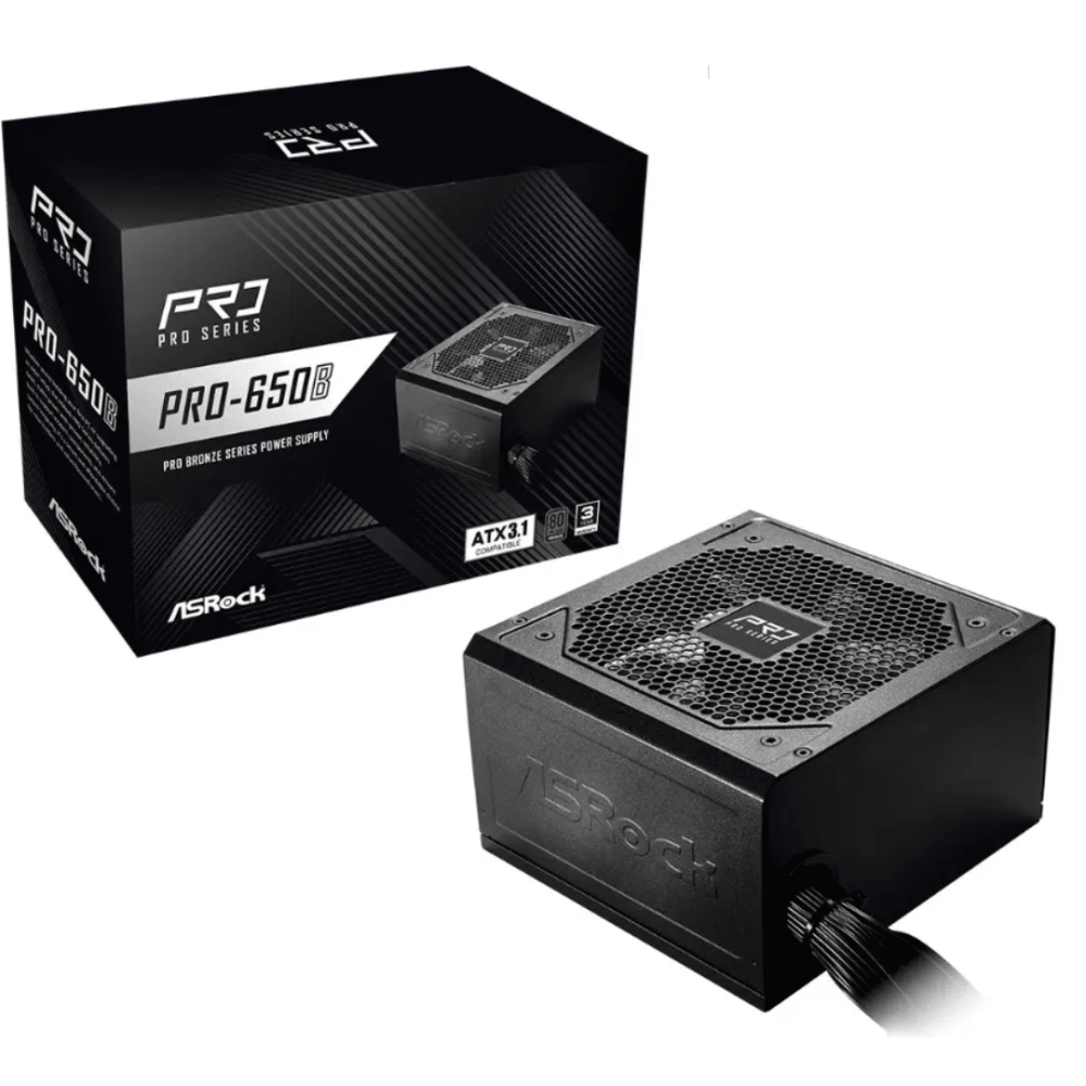 FUENTE DE PODER ASROCK 650W PRO-650B 80P BRONCE V2 ATX3,1 / 90-UXR065-BNUAC2