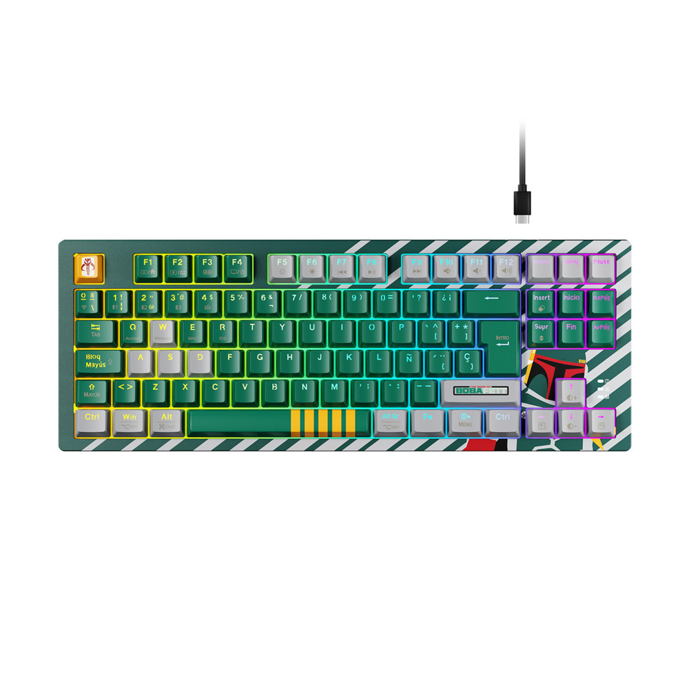 TECLADO MECANICO PRIMUS BOBA-FETT BALLISTA82T TRI-MODE RED-SWITCH RGB ES COMPACT EDICION LIMITADA