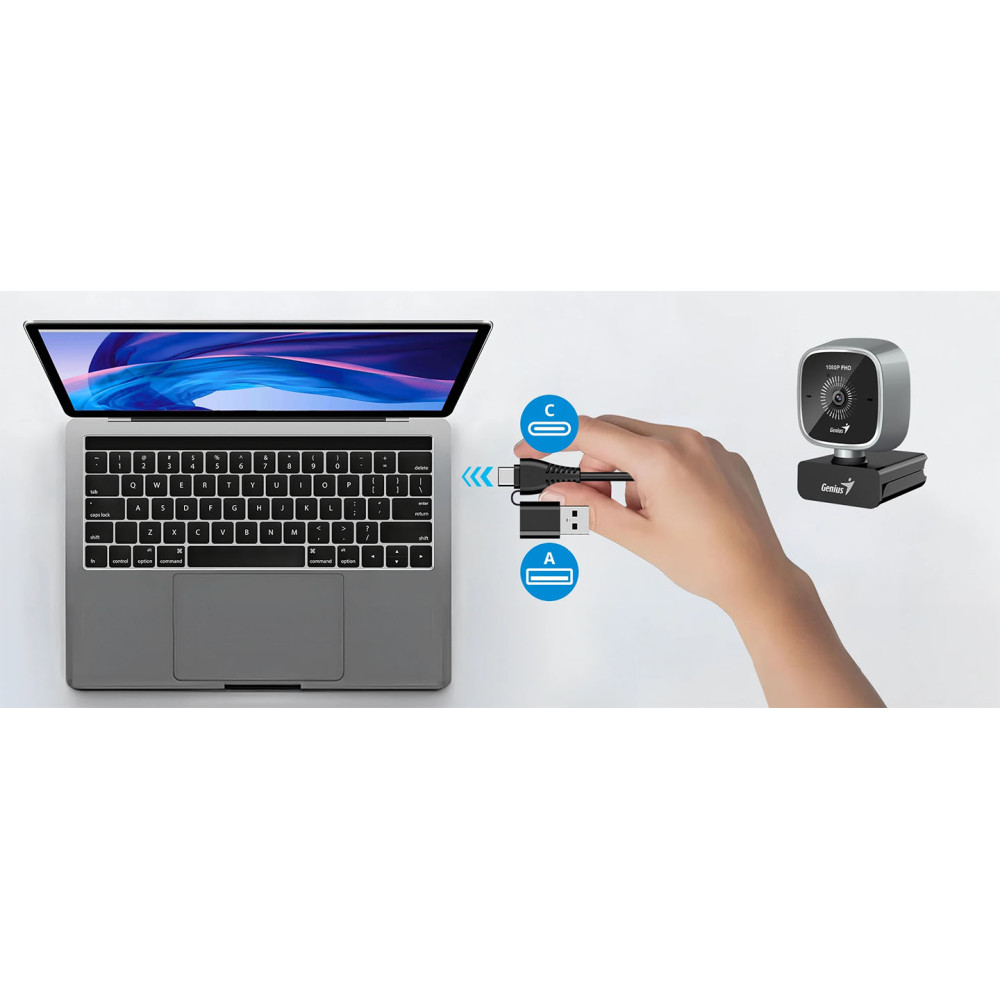 CAMARA WEB GENIUS FACECAM 2010 FHD 1080P 360GRADOS USB-A / USB-C WEBCAM