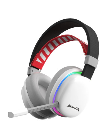HEADSET MONKA ECHO HG9069W BLANCO RGB WIRELESS 3MODOS 40MM 2,4G+BT5,0+USB STEREO / HP9011