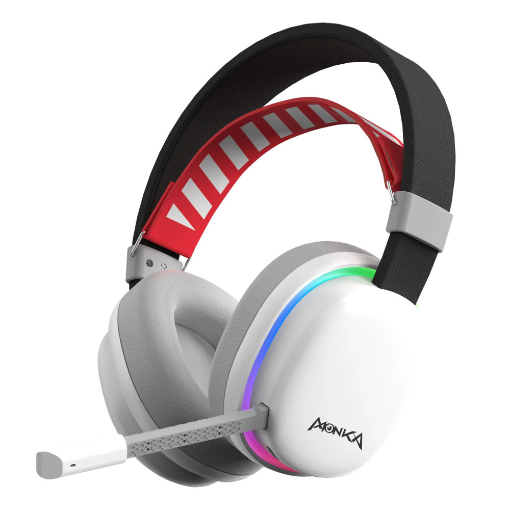 HEADSET MONKA ECHO HG9069W BLANCO RGB WIRELESS 3MODOS 40MM 2,4G+BT5,0+USB STEREO / HP9011