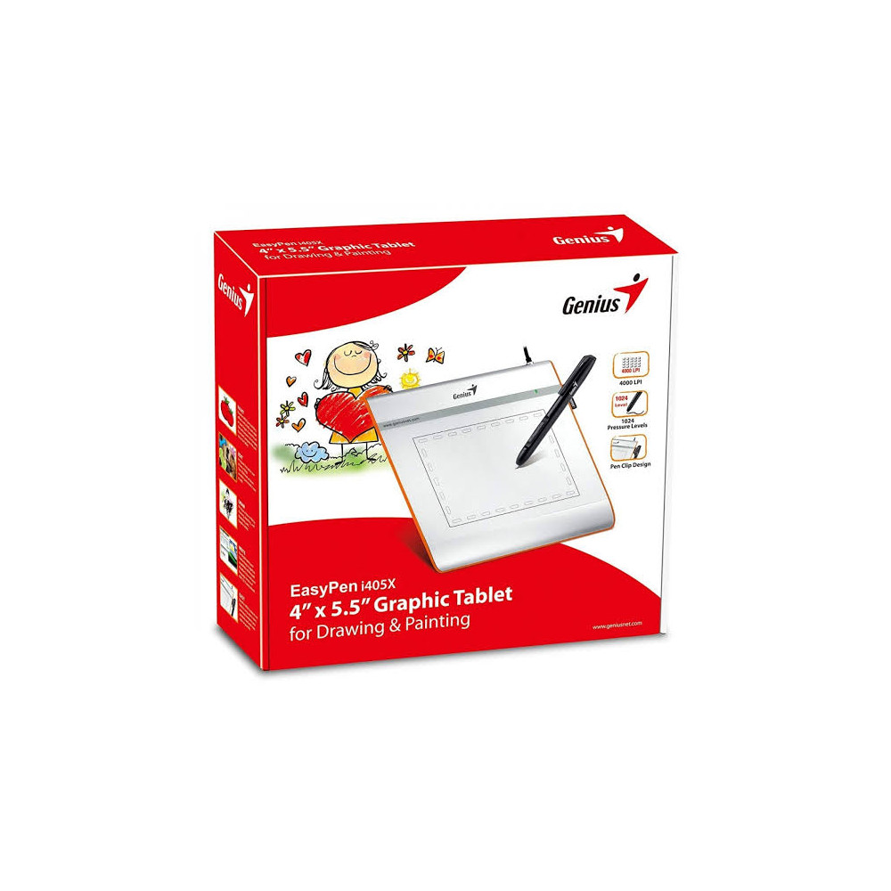 TABLETA GENIUS i405X EASYPEN 4"x 5,5" 2560LPI 1024_LEVEL + PEN CLIP