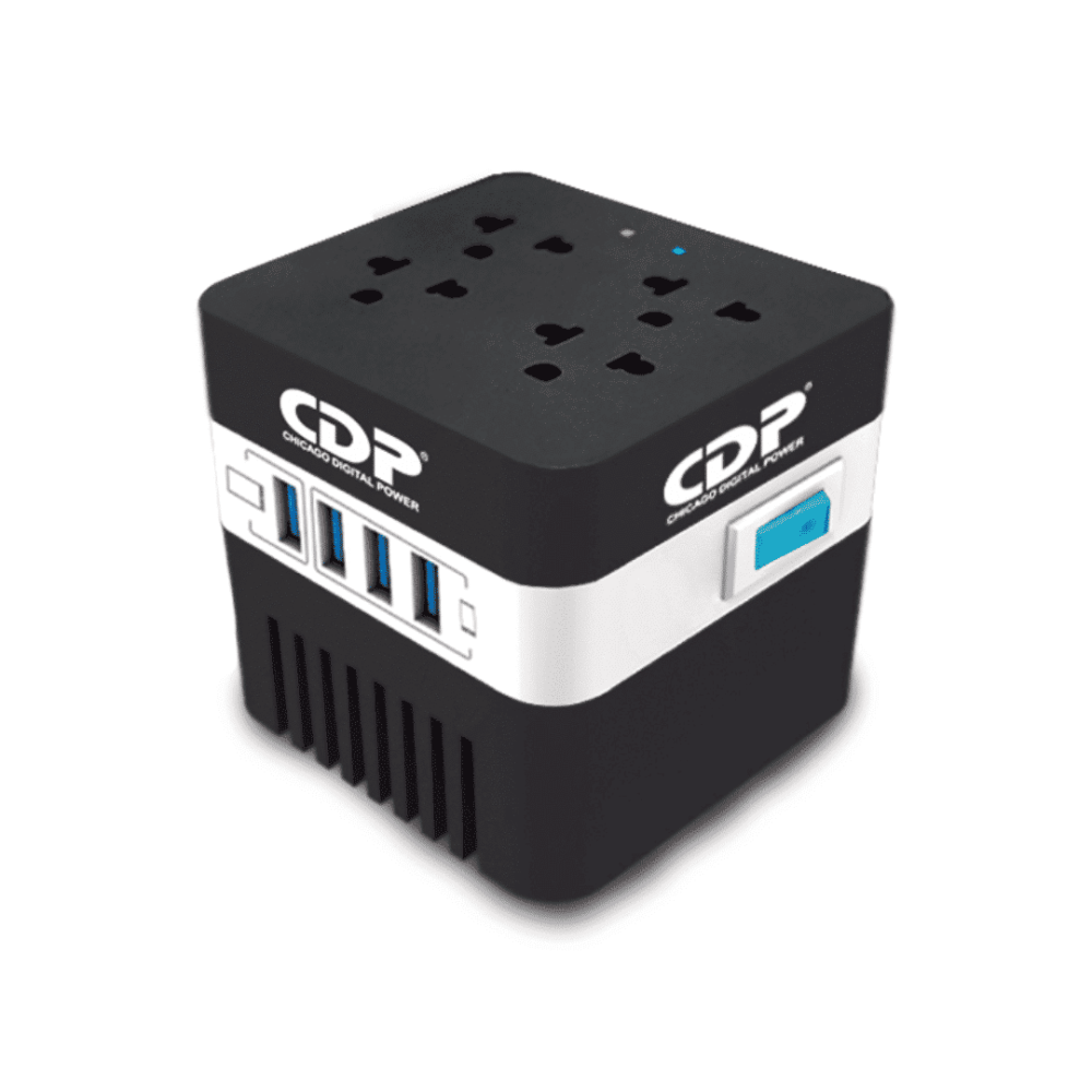 REGULADOR DE VOLTAGE CDP RU-AVR 604 + SUPRESOR DE PICOS + 4 TOMAS + 4USB