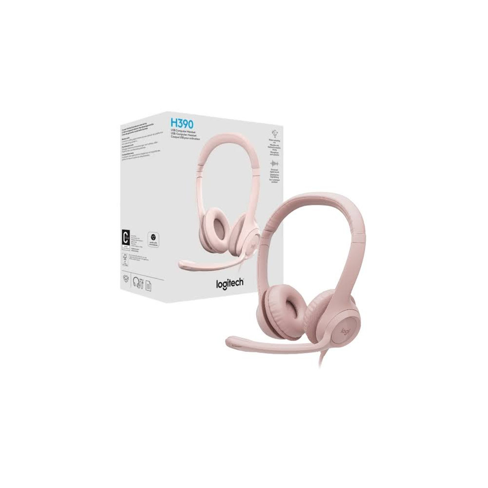 AUDIFONO DIADEMA LOGITECH H390 ROSADO USB-A / MIC CANCELACION DE RUIDO 100KHZ HEADSET